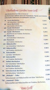 Überbackenes vom Grill Speisekarte