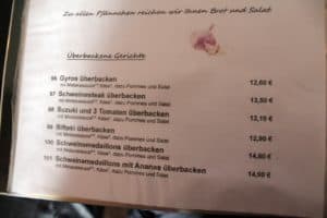 Grieche Ouzo Thale Speisekarte 3